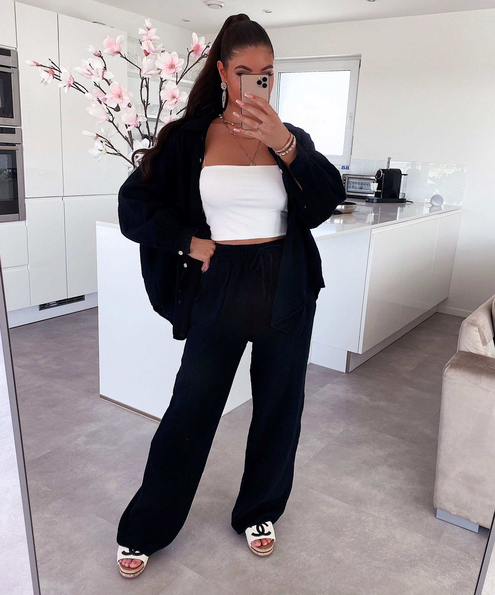 Musselin Hose Abril Schwarz