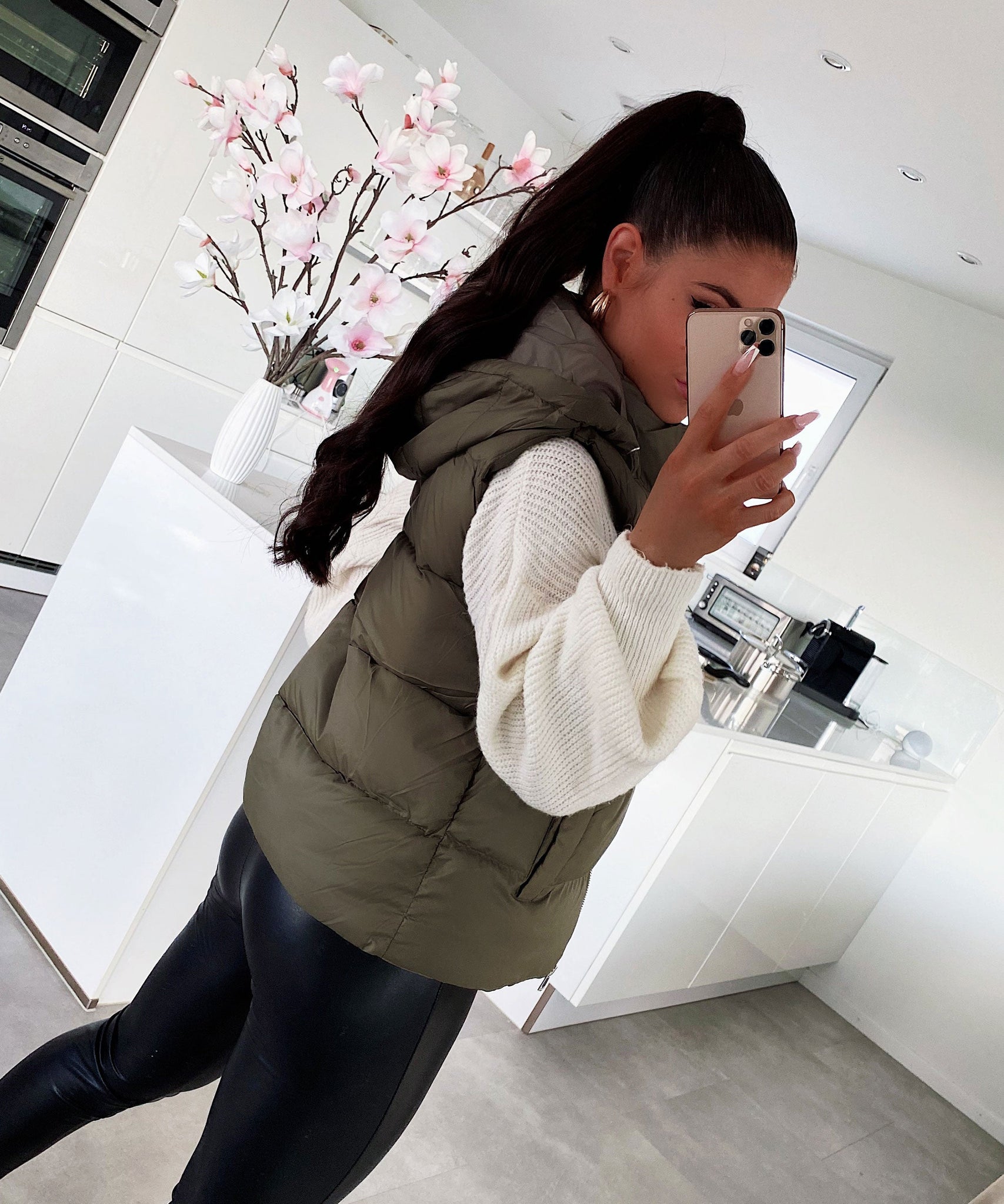 Weste Megan Kurz Khaki