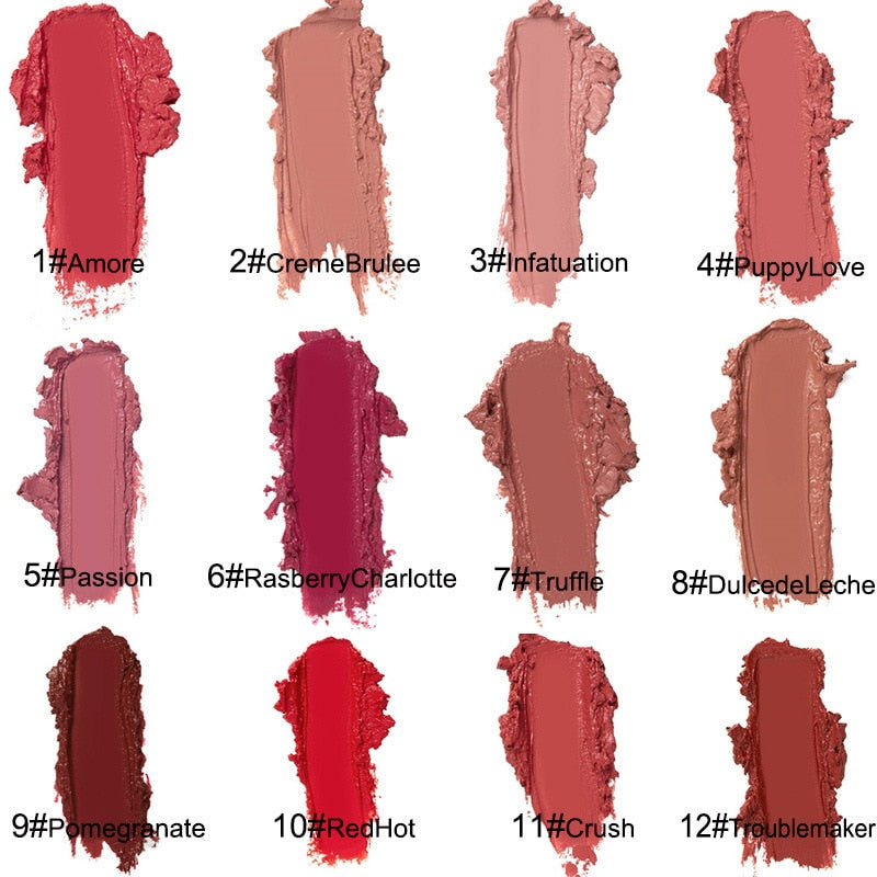 12 Farben Creme Textur Lipgloss Wasserdicht - 1+1 GRATIS!