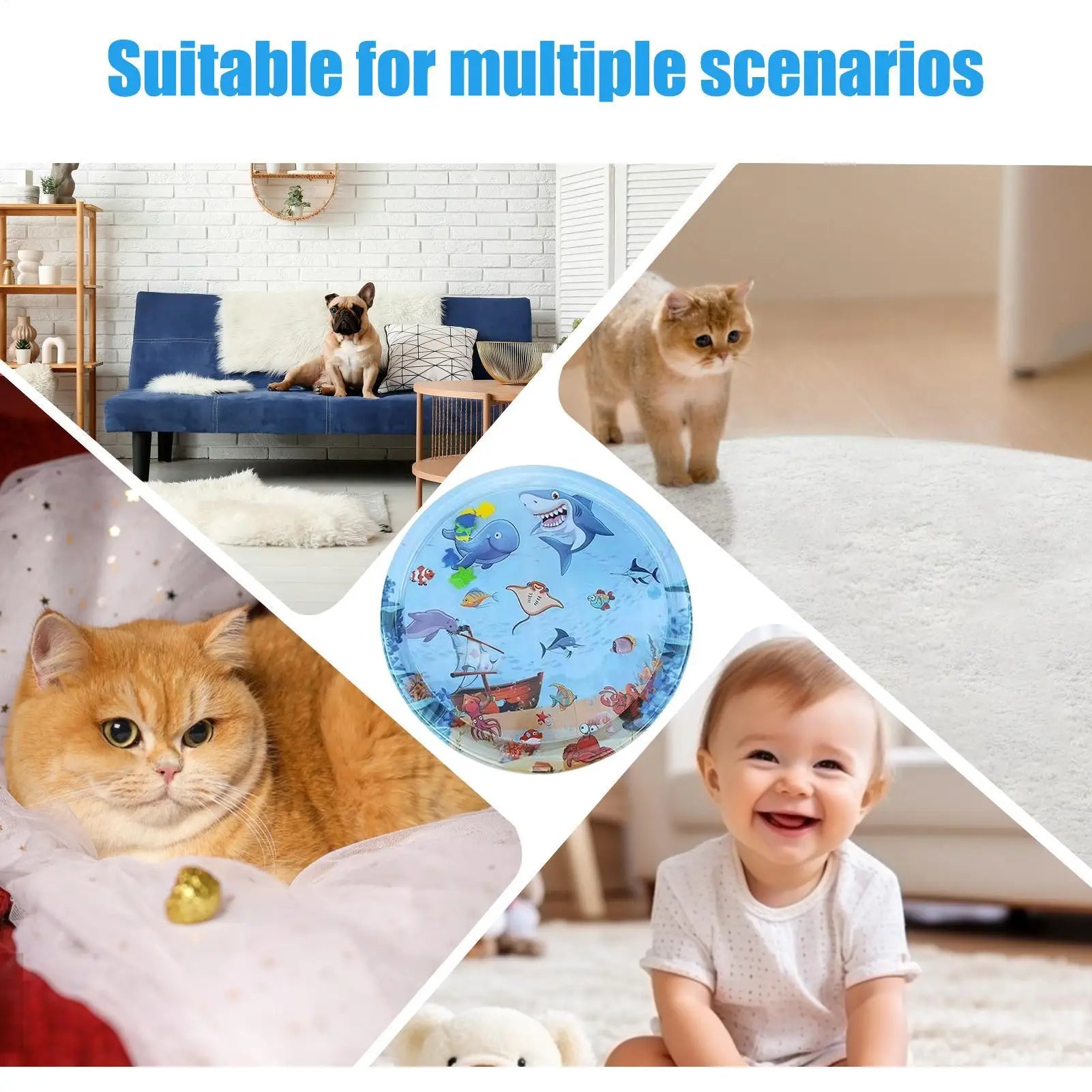 AquaFun™ | Aufblasbare Wasserspielmatte mit Hai-Thema für Babys und Kleinkinder