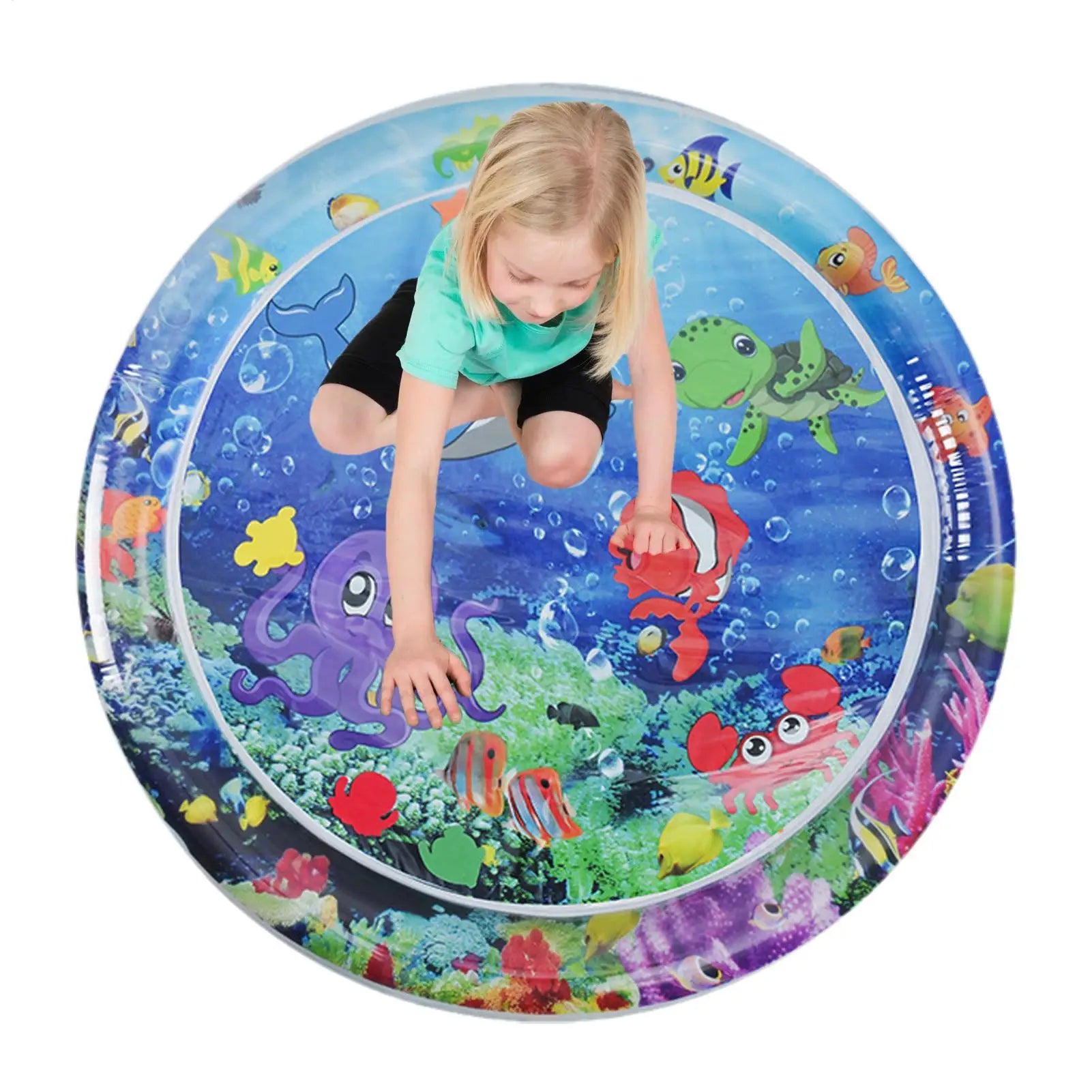 AquaFun™ | Aufblasbare Wasserspielmatte mit Hai-Thema für Babys und Kleinkinder