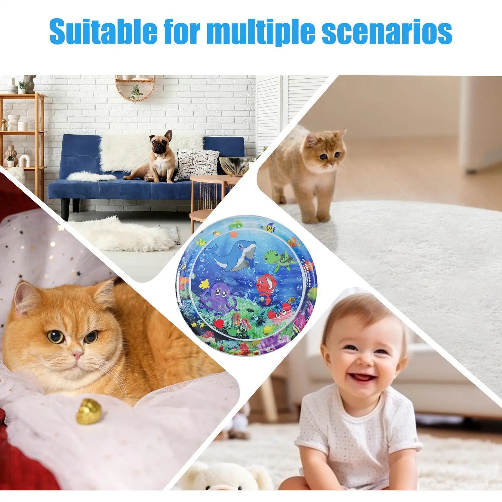 AquaFun™ | Aufblasbare Wasserspielmatte mit Hai-Thema für Babys und Kleinkinder