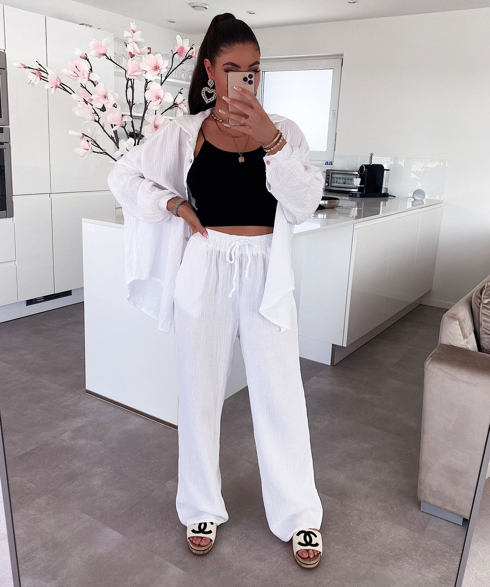 Musselin Hose Abril Weiß