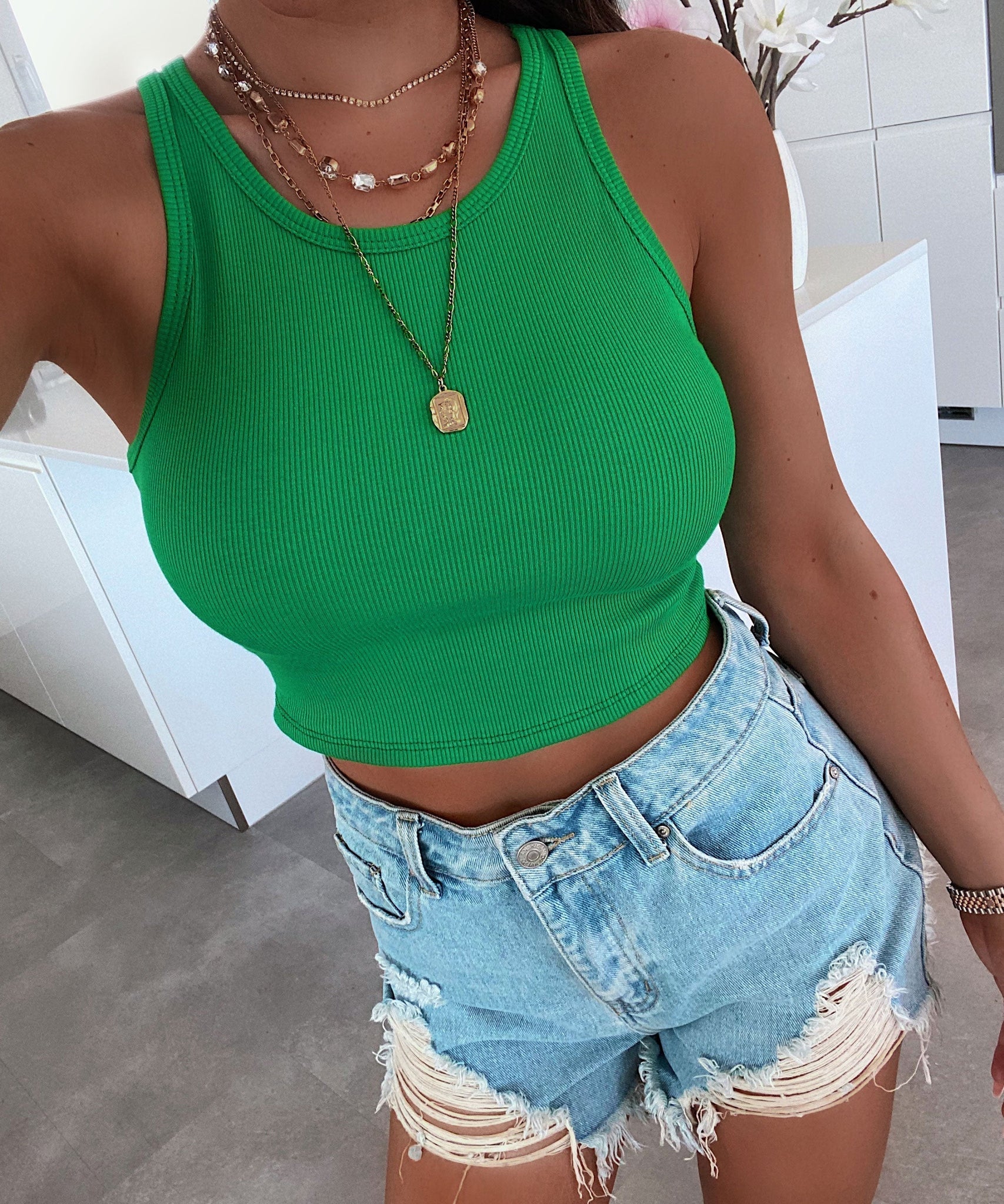 Top Chamie Dunkelgrün