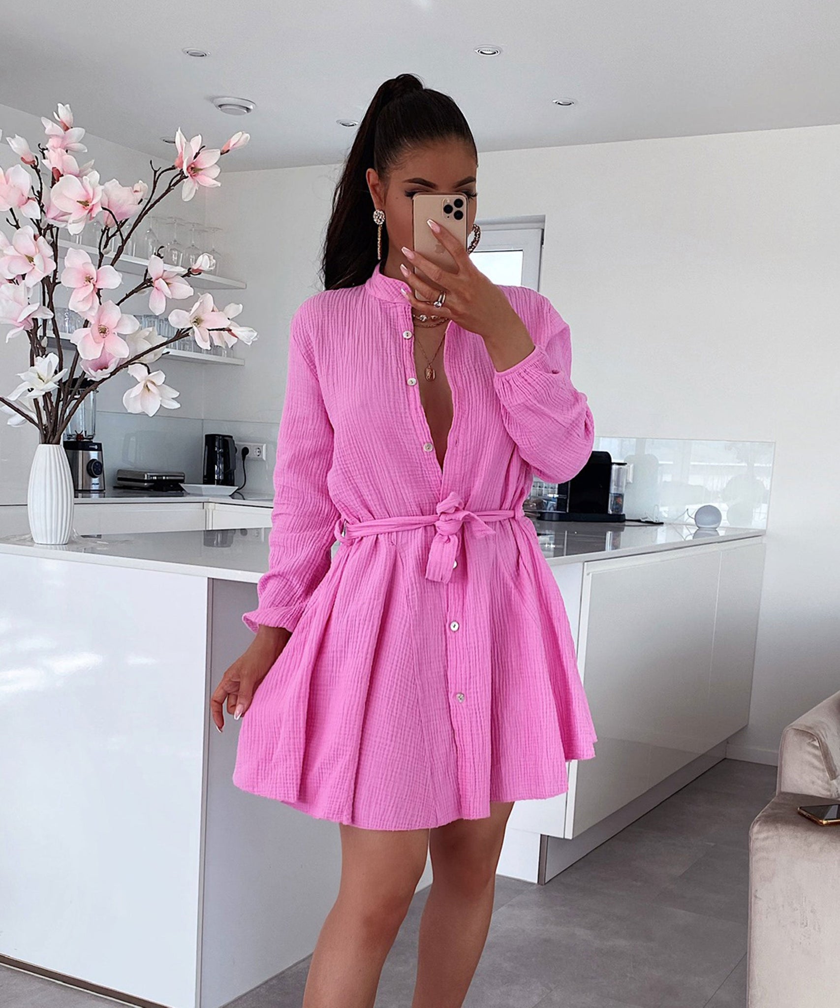 Musselin Kleid Daisy Hellpink