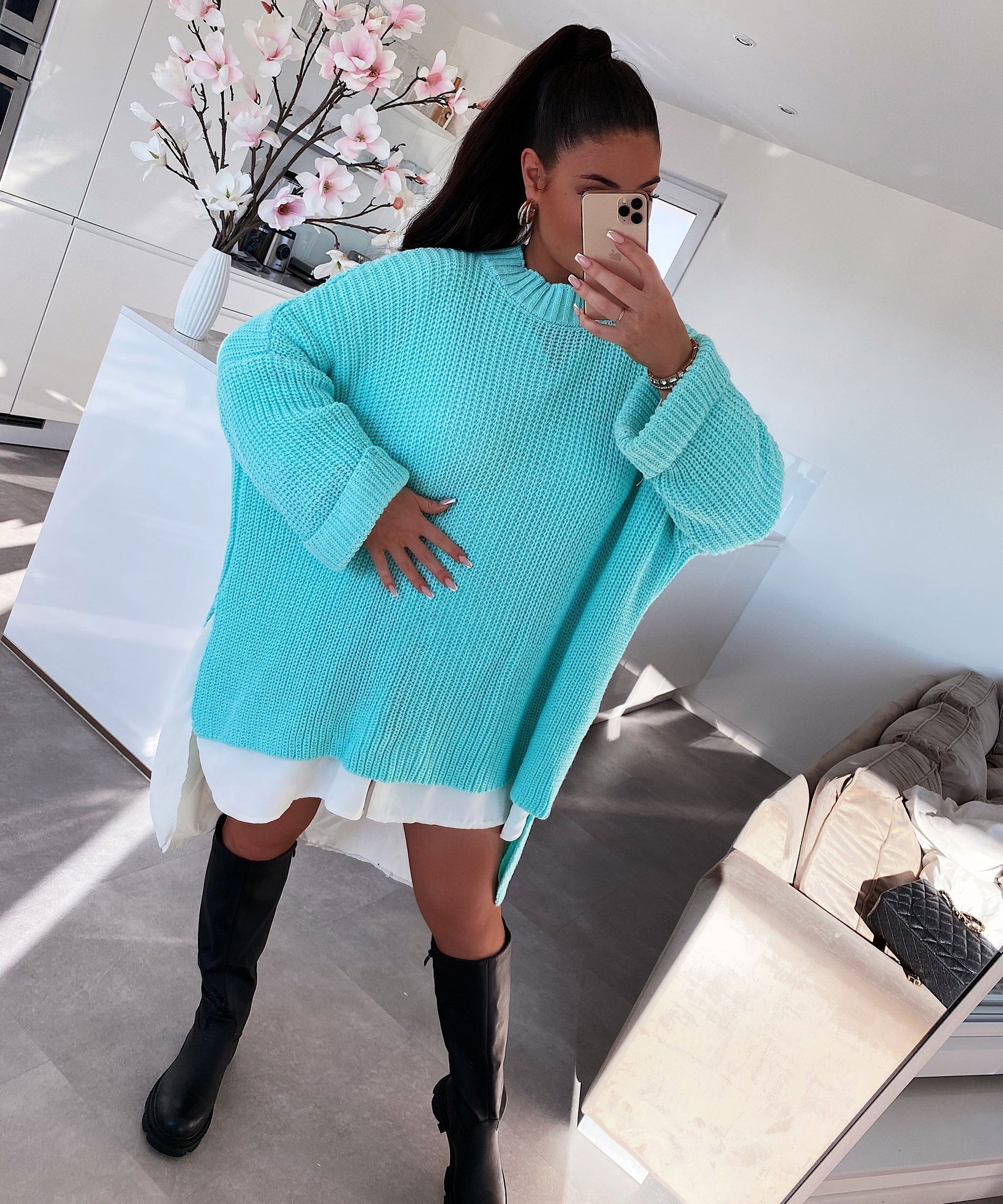 Oversize Pullover Elsa Türkis