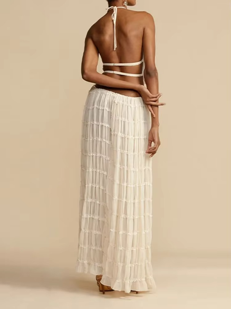 Bonnie™ | Halter Lace-Up Backless 2-Piece Dress Set für mühelose Strand Eleganz