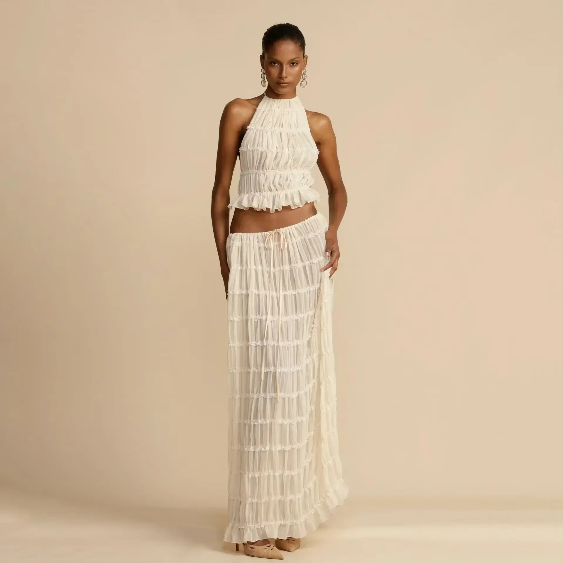 Bonnie™ | Halter Lace-Up Backless 2-Piece Dress Set für mühelose Strand Eleganz