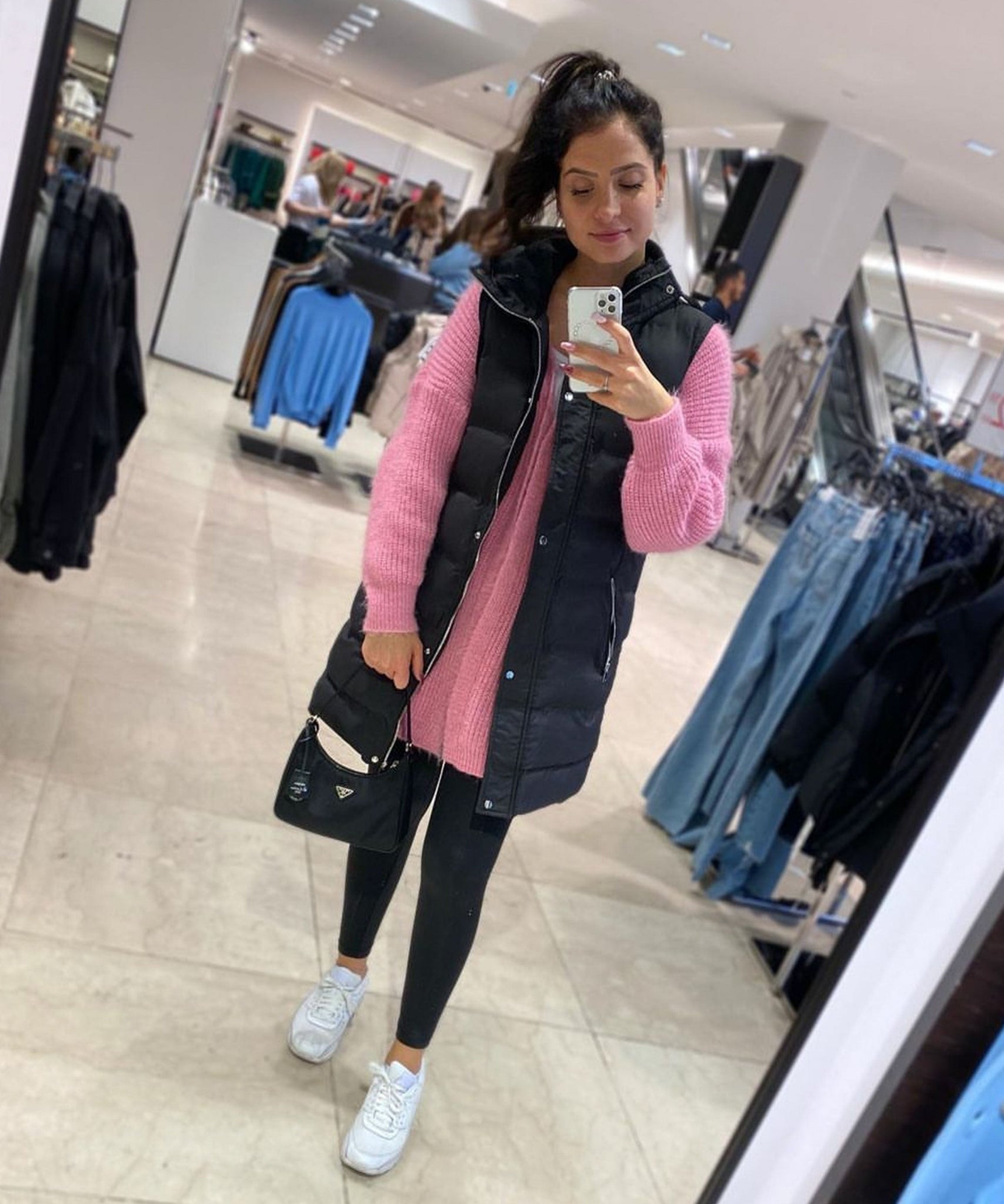 Weste Megan Lang Schwarz