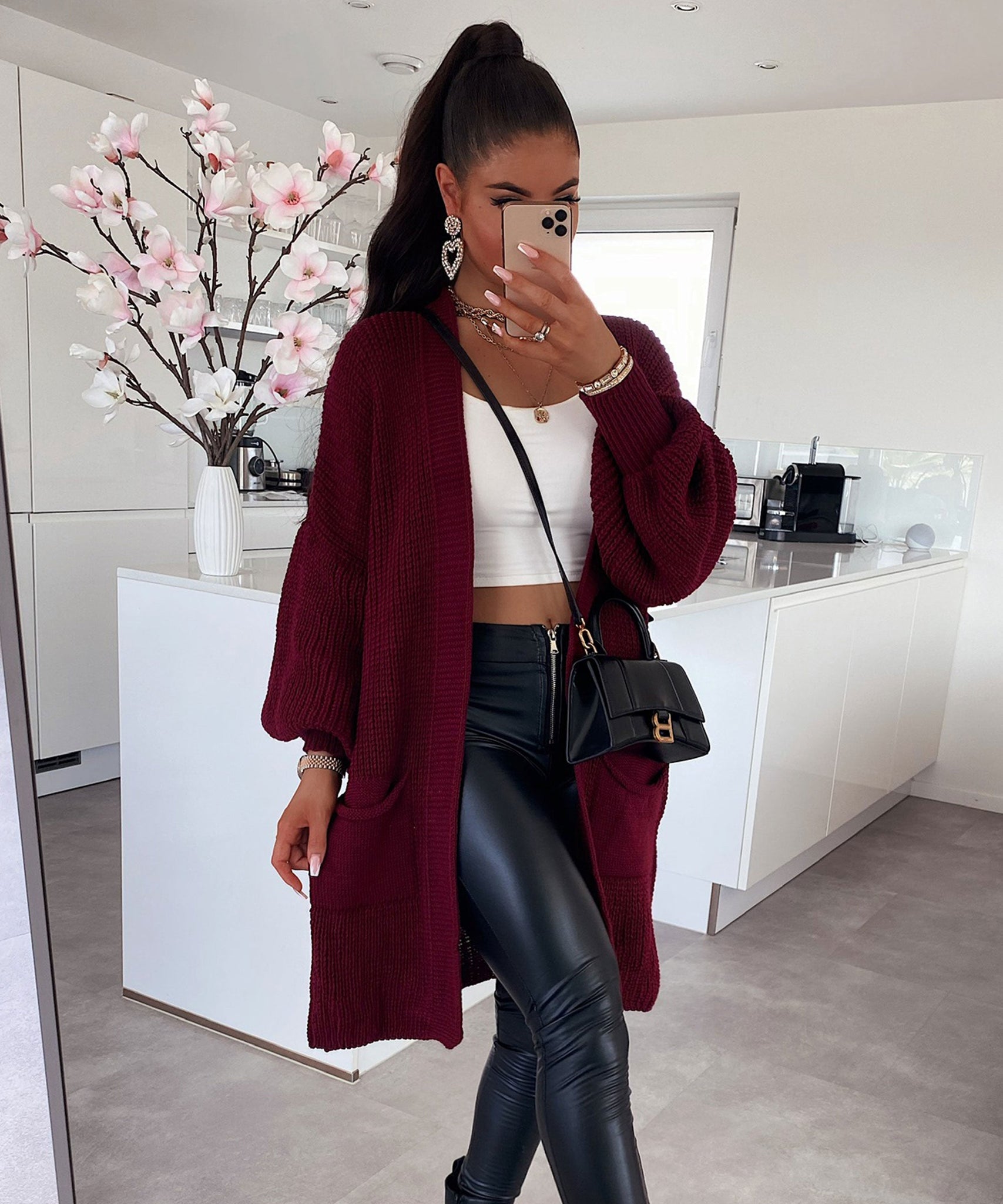 Cardigan Leilani Kurz Weinrot