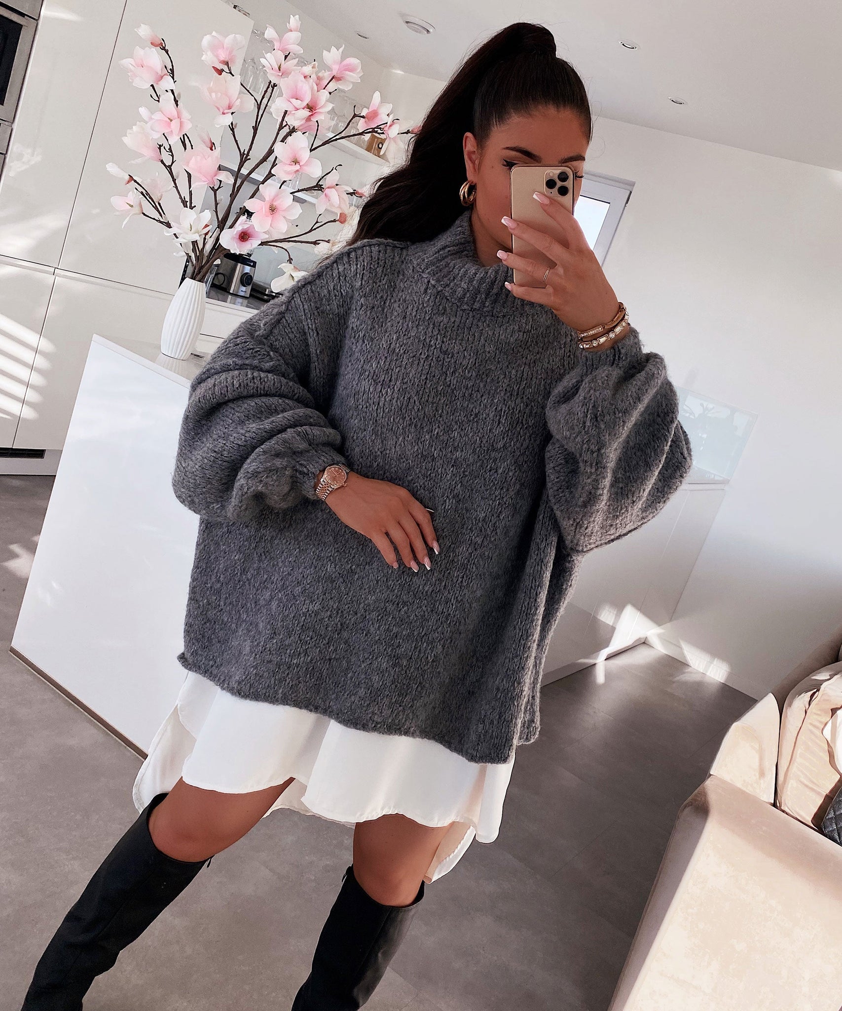 Oversize Pullover Nata Dunkelgrau