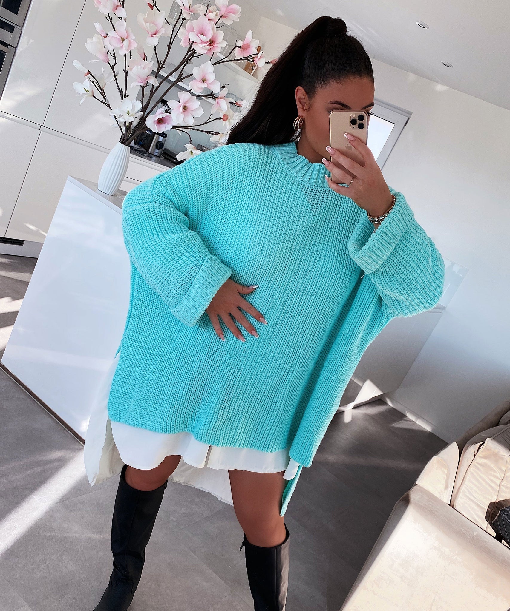 Oversize Pullover Elsa Türkis