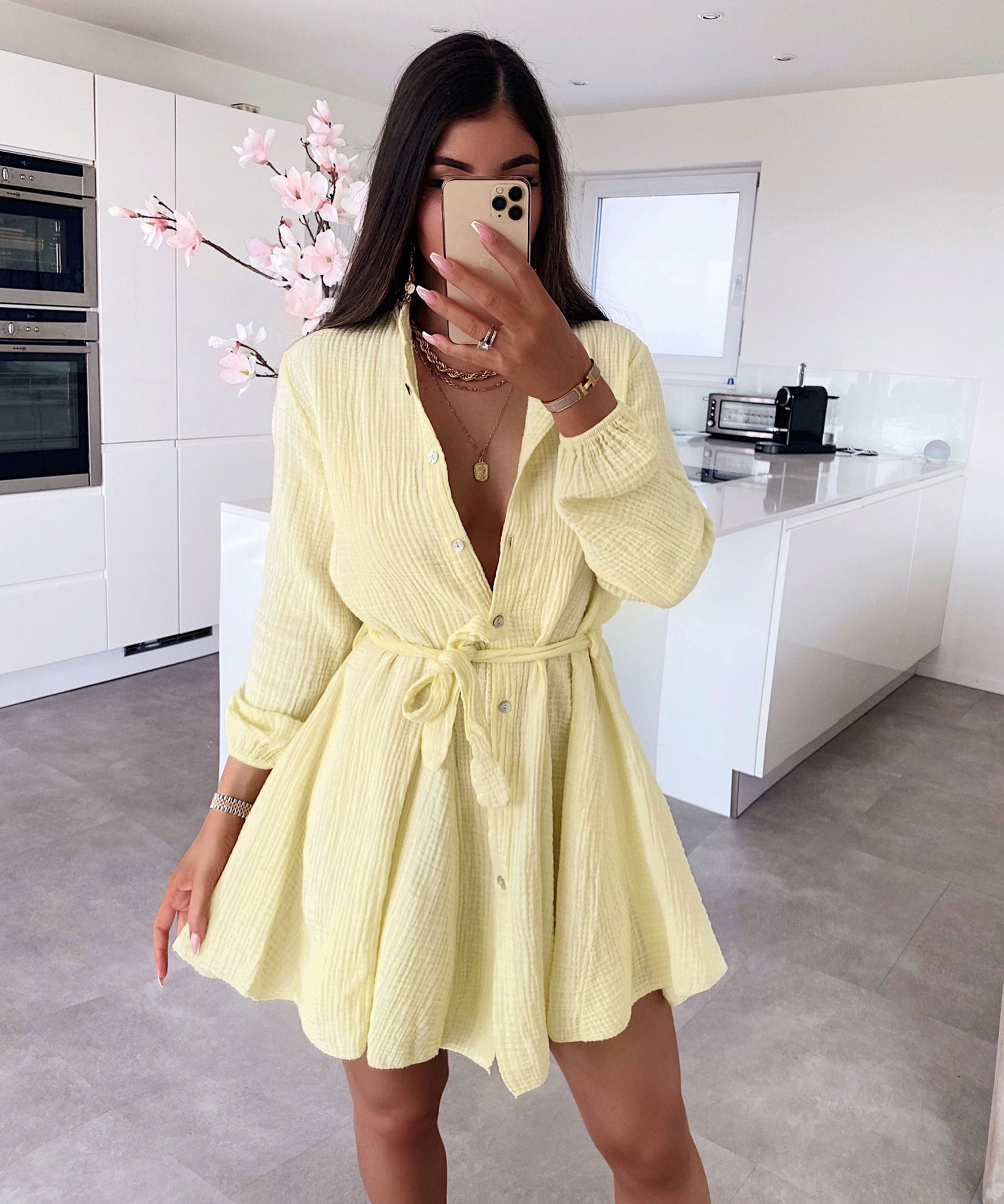 Musselin Kleid Daisy Gelb