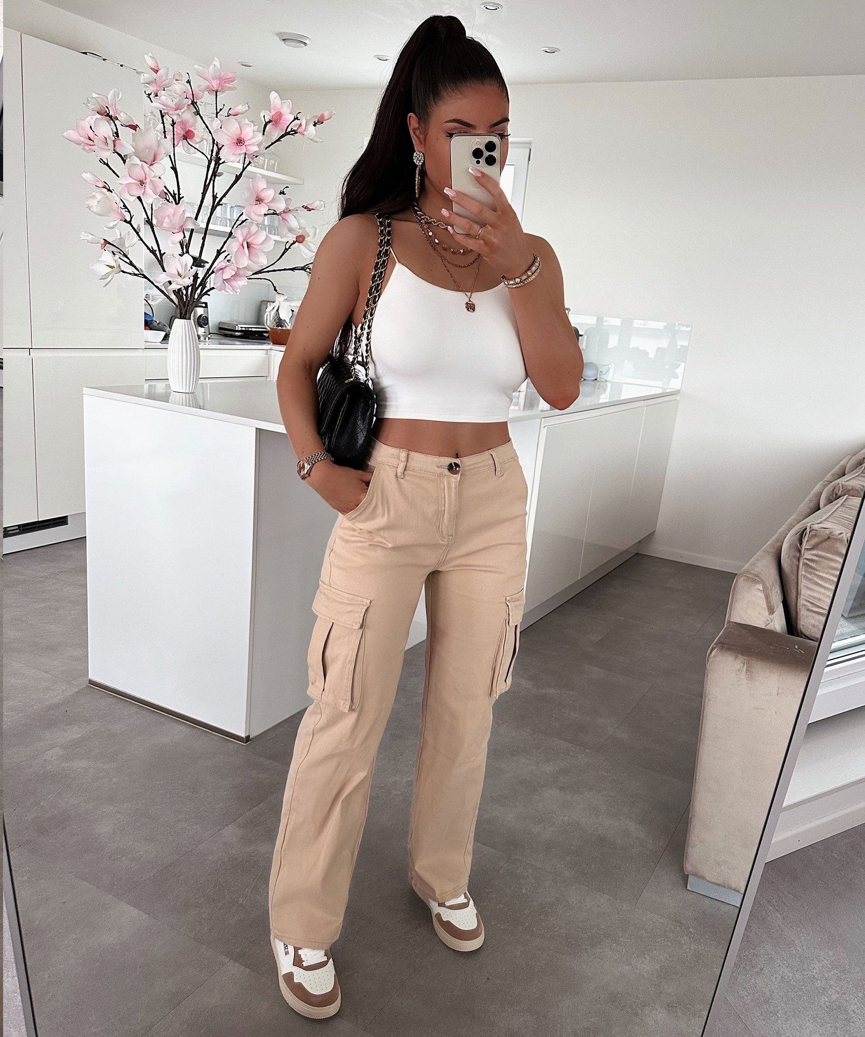 Stretch Cargohose Alba Camel