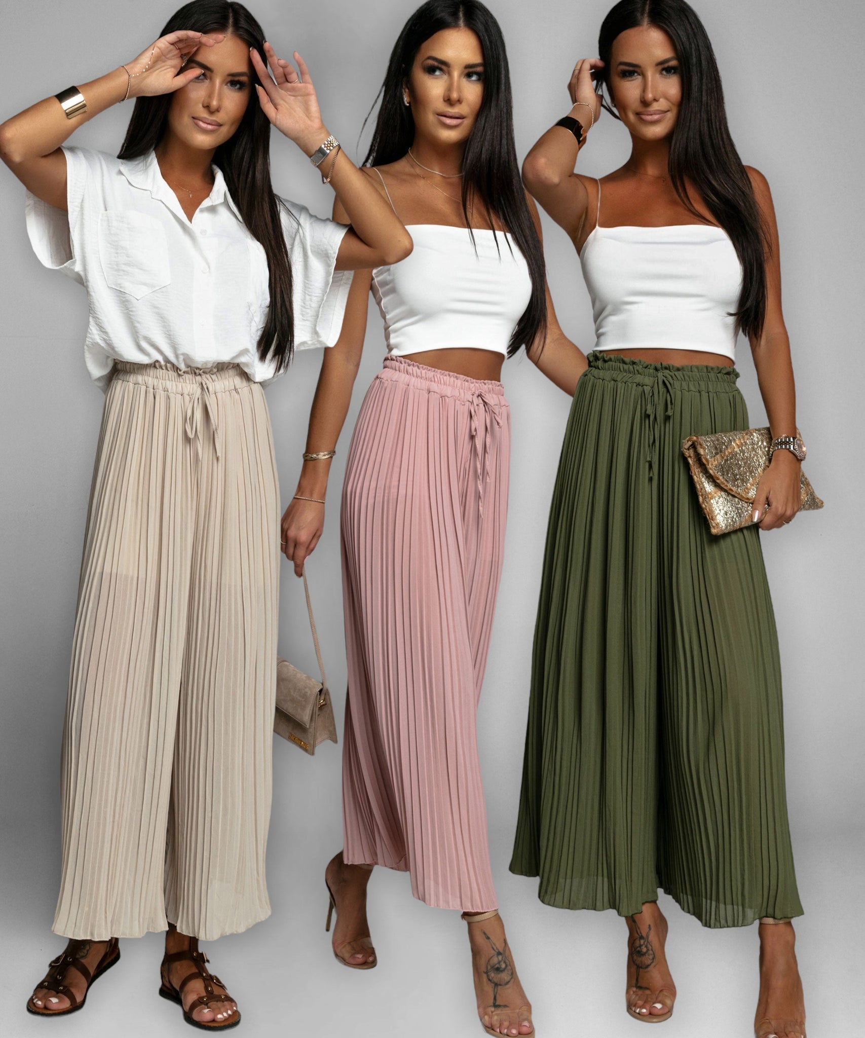 Plissee Hose Mira Khaki