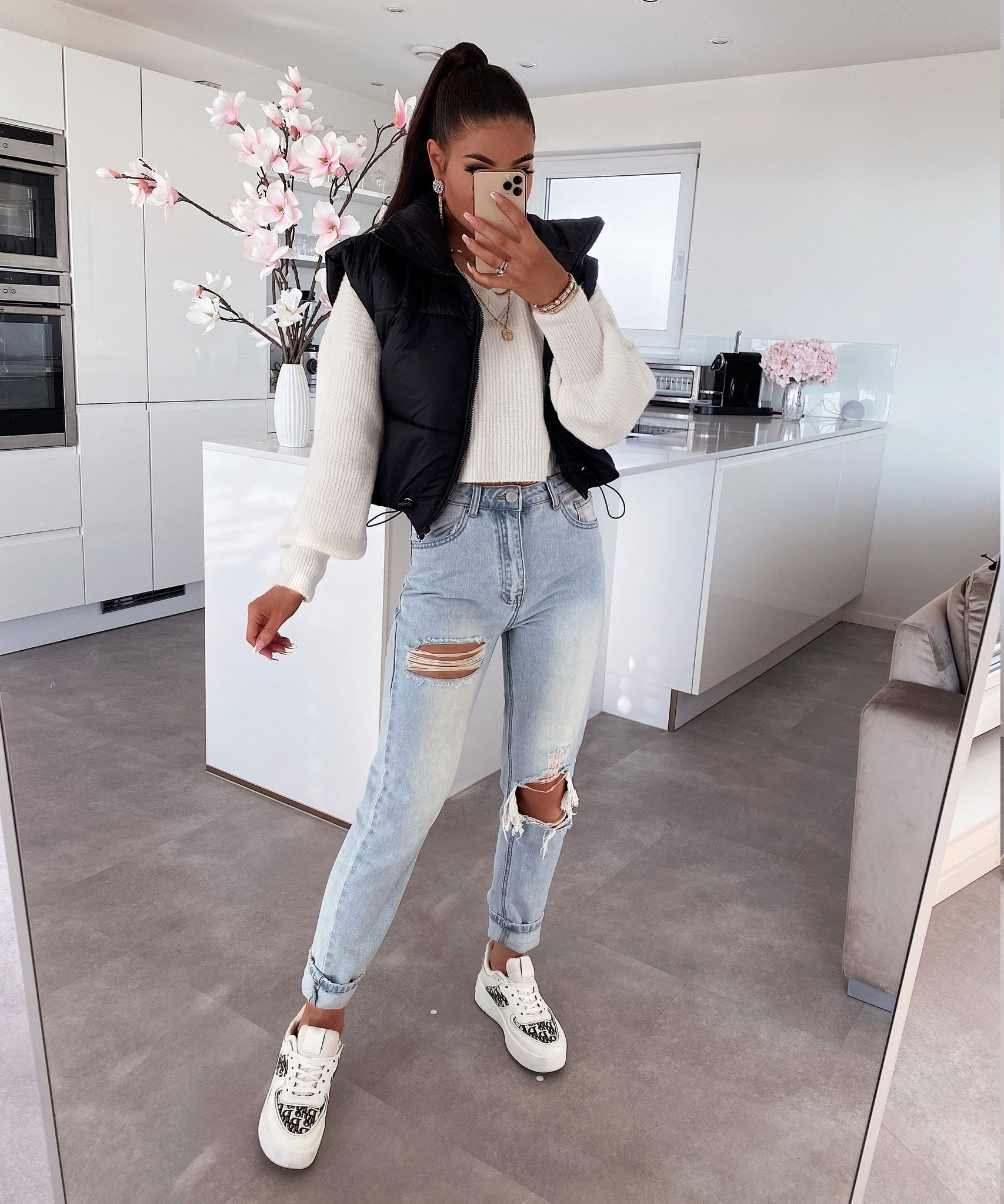 Crop Weste Lacey Schwarz