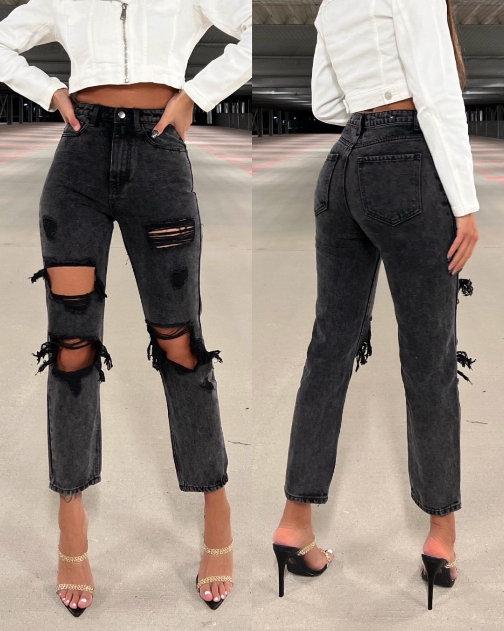 Mum Jeans Barca Schwarz