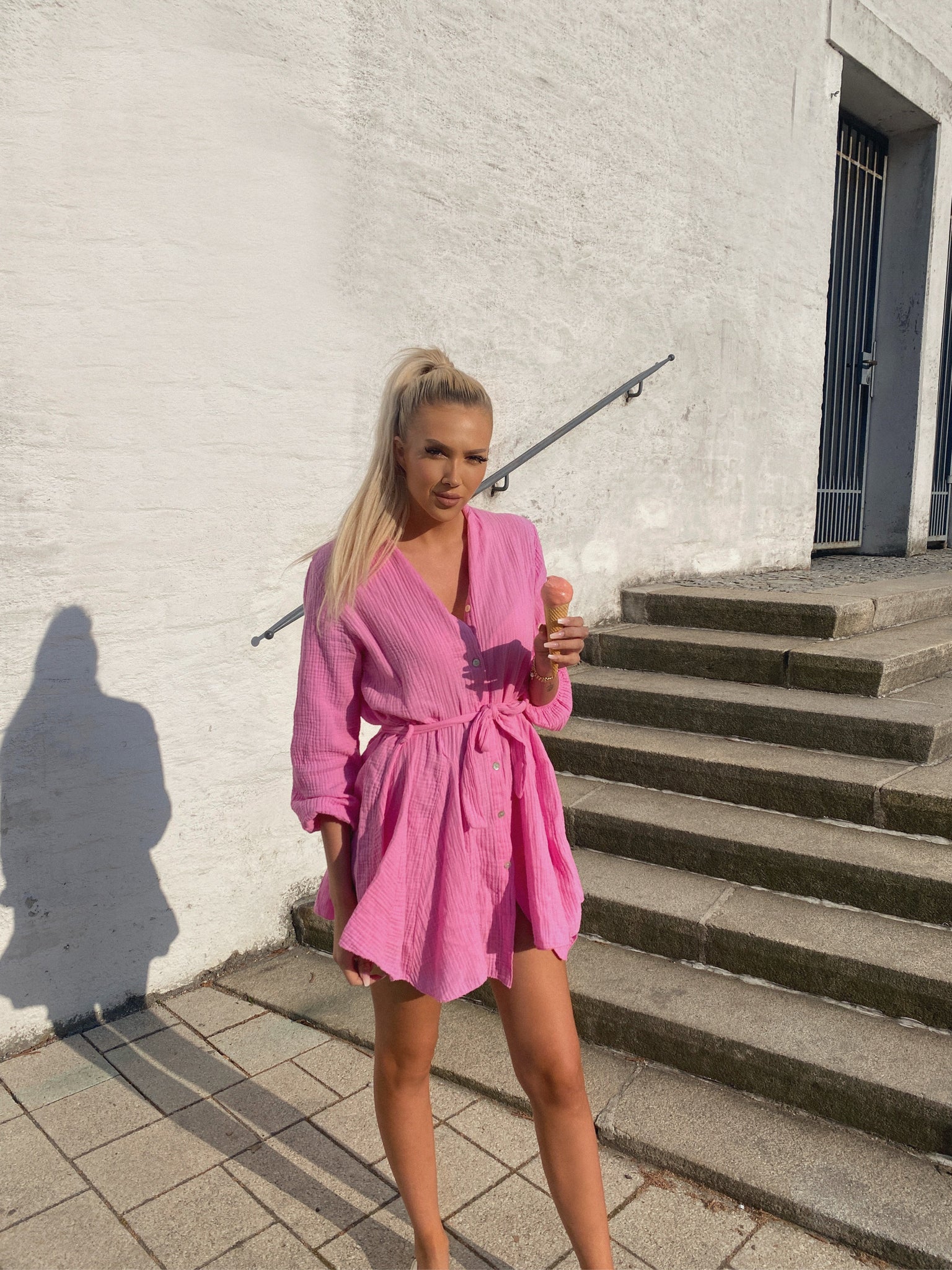 Musselin Kleid Daisy Hellpink