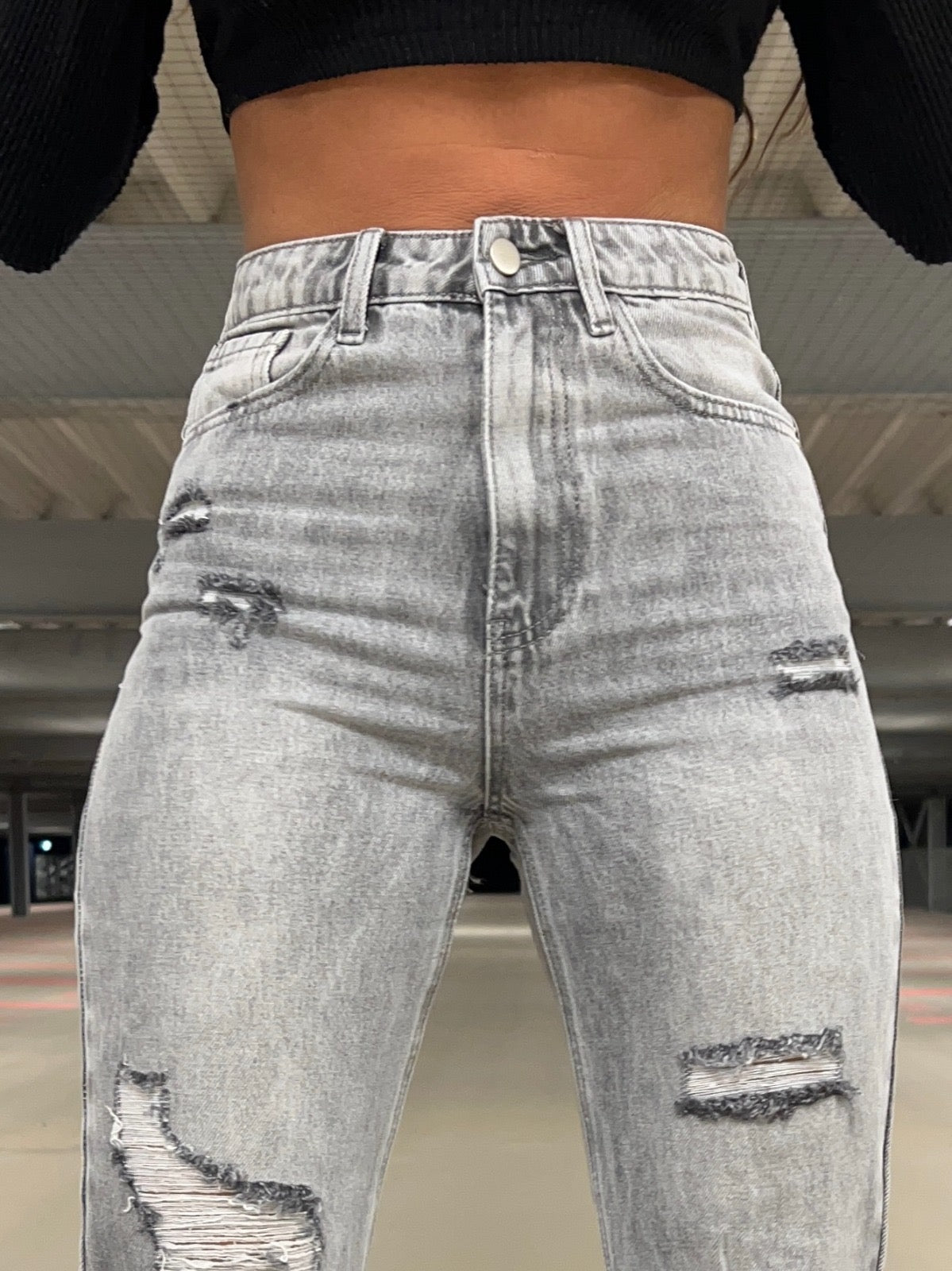 Mum-Jeans Paris Grau
