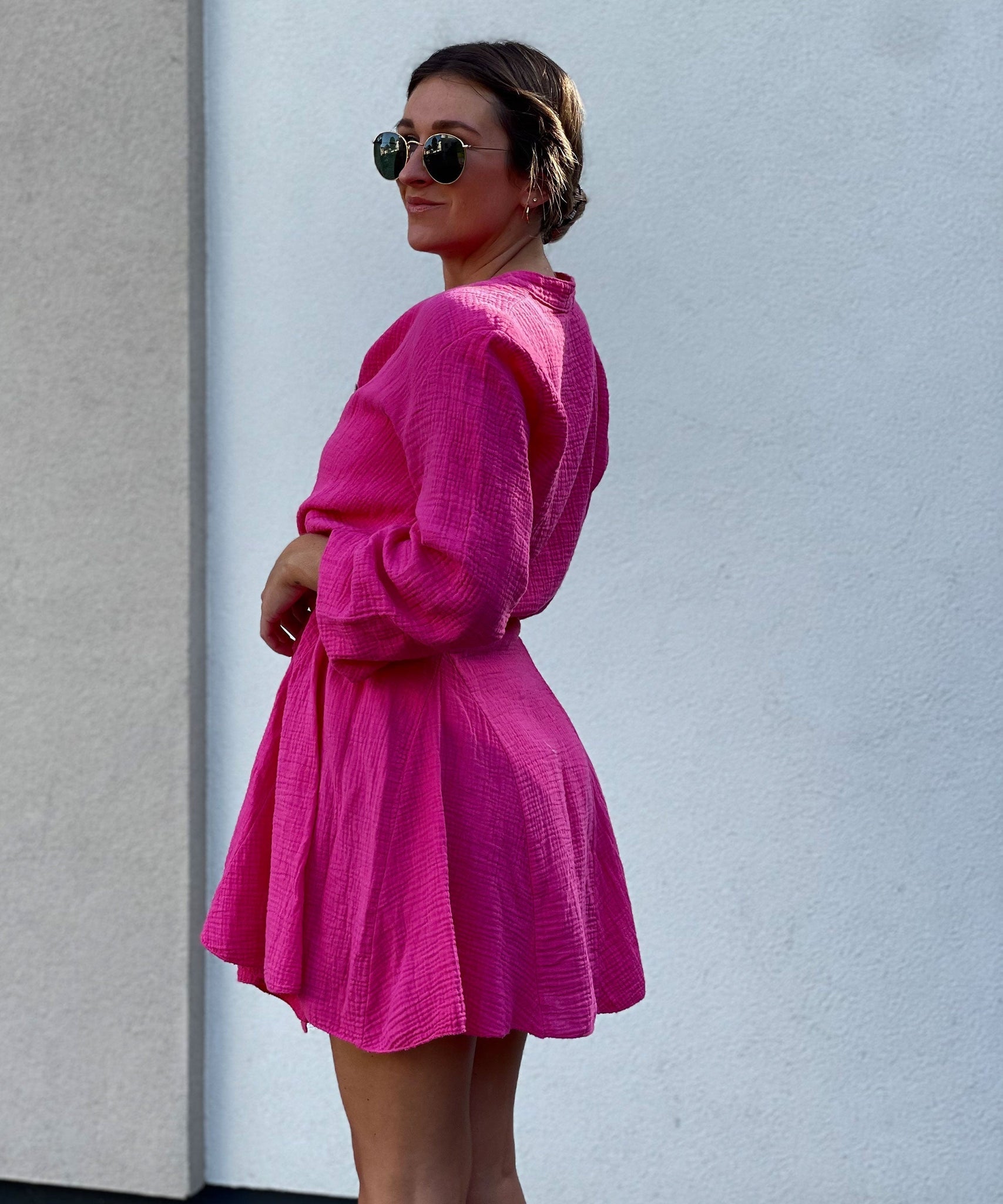 Musselin Kleid Daisy Fuchsia Pink