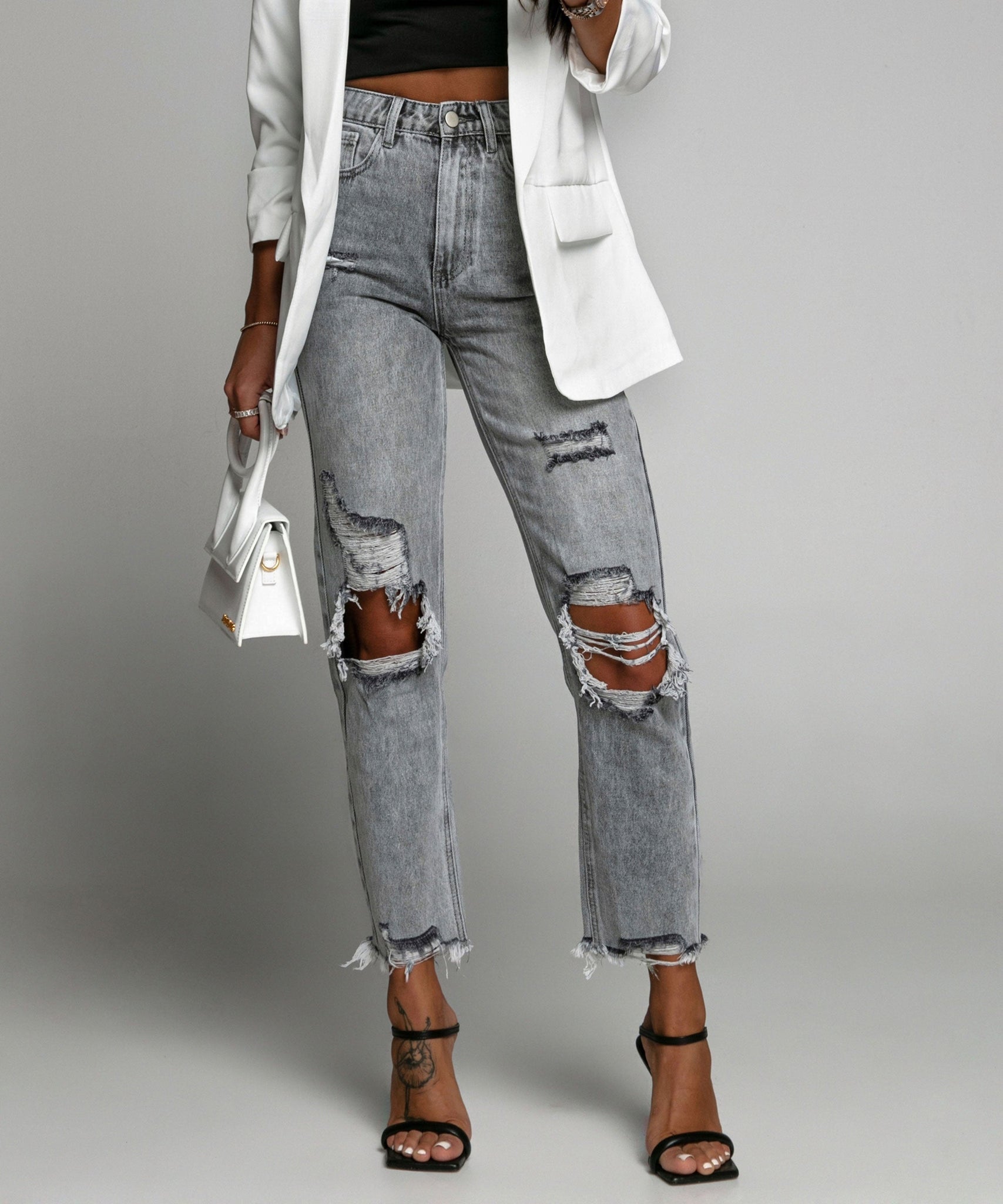 Mum-Jeans Paris Grau