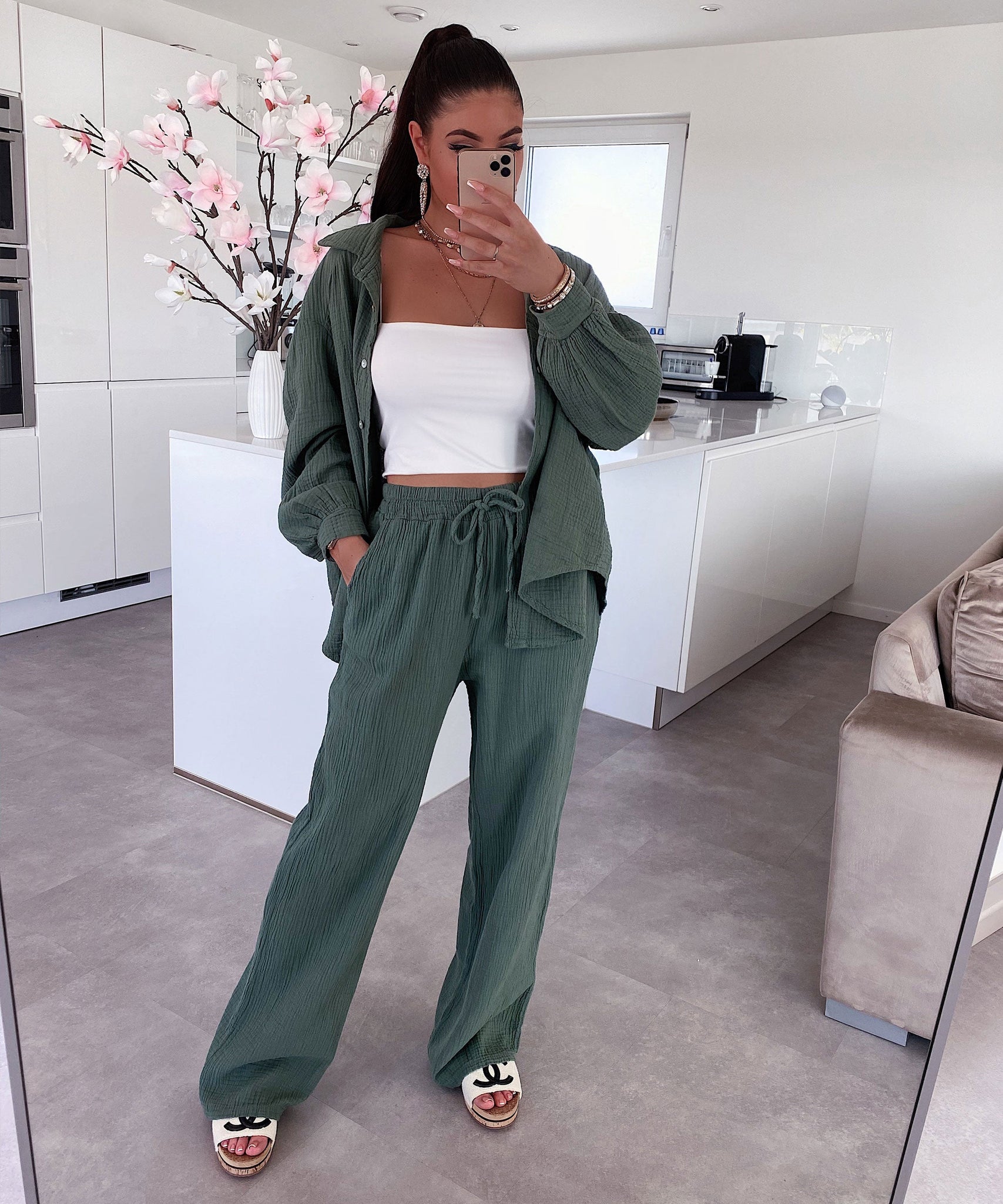 Musselin Hose Abril Khaki