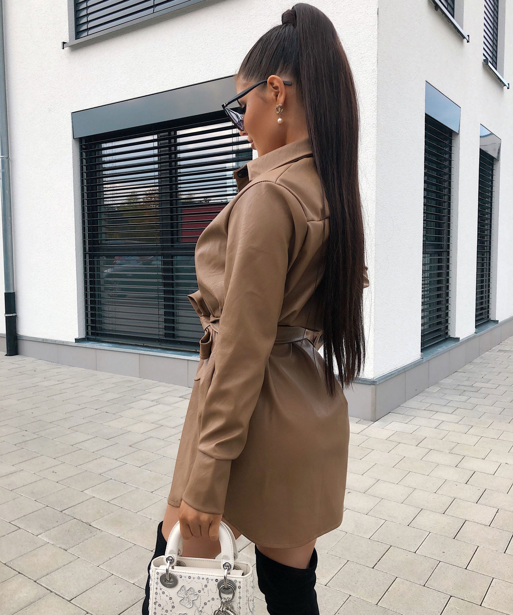 Leder Hemd/Kleid Lexa Braun