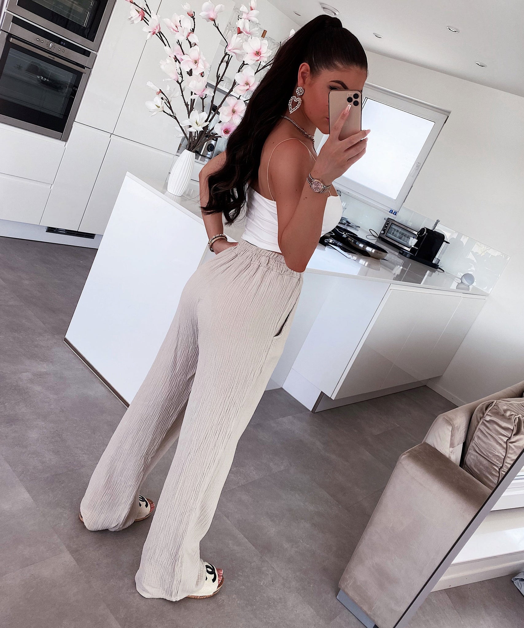 Musselin Hose Abril Beige