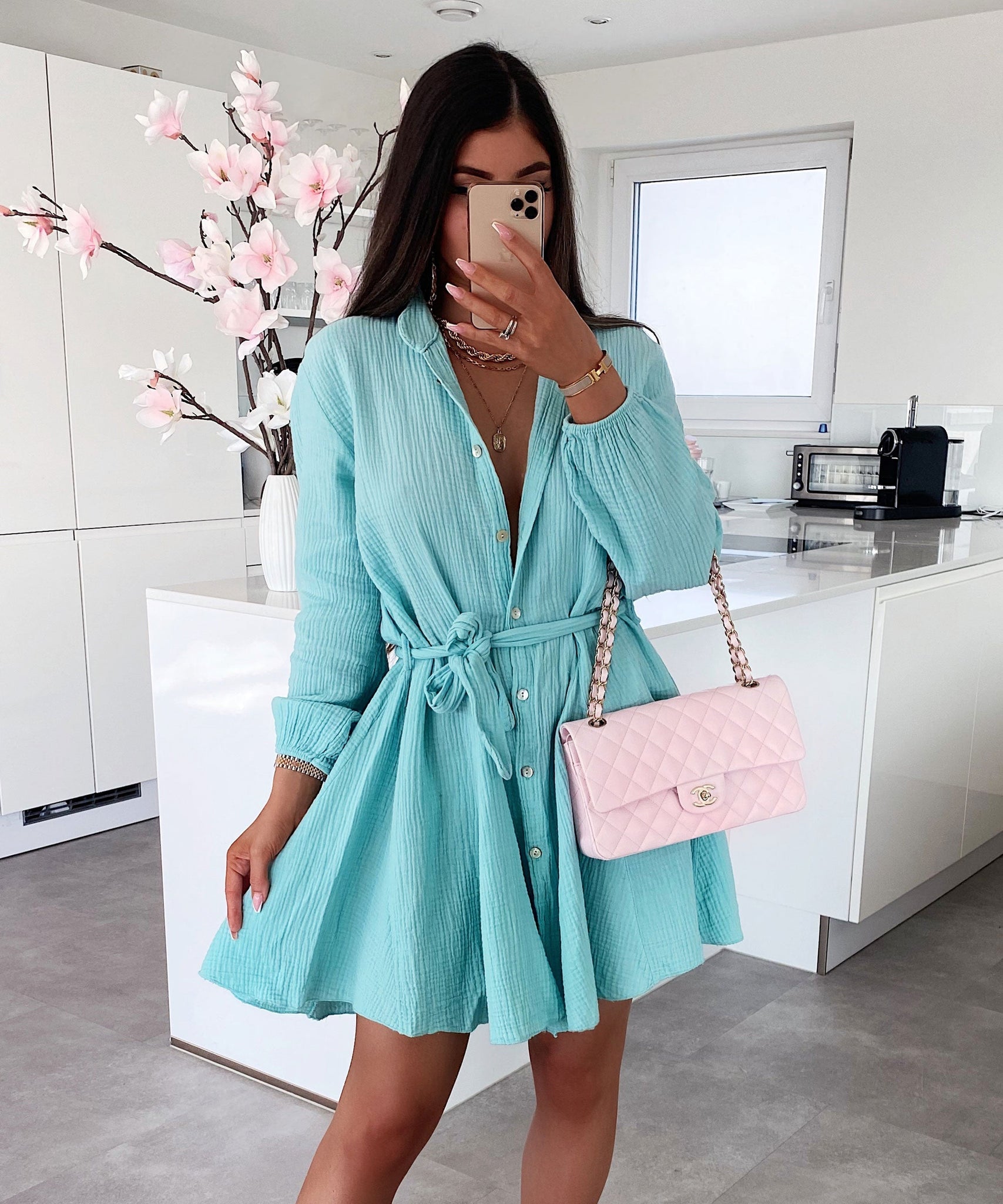 Musselin Kleid Daisy Türkis