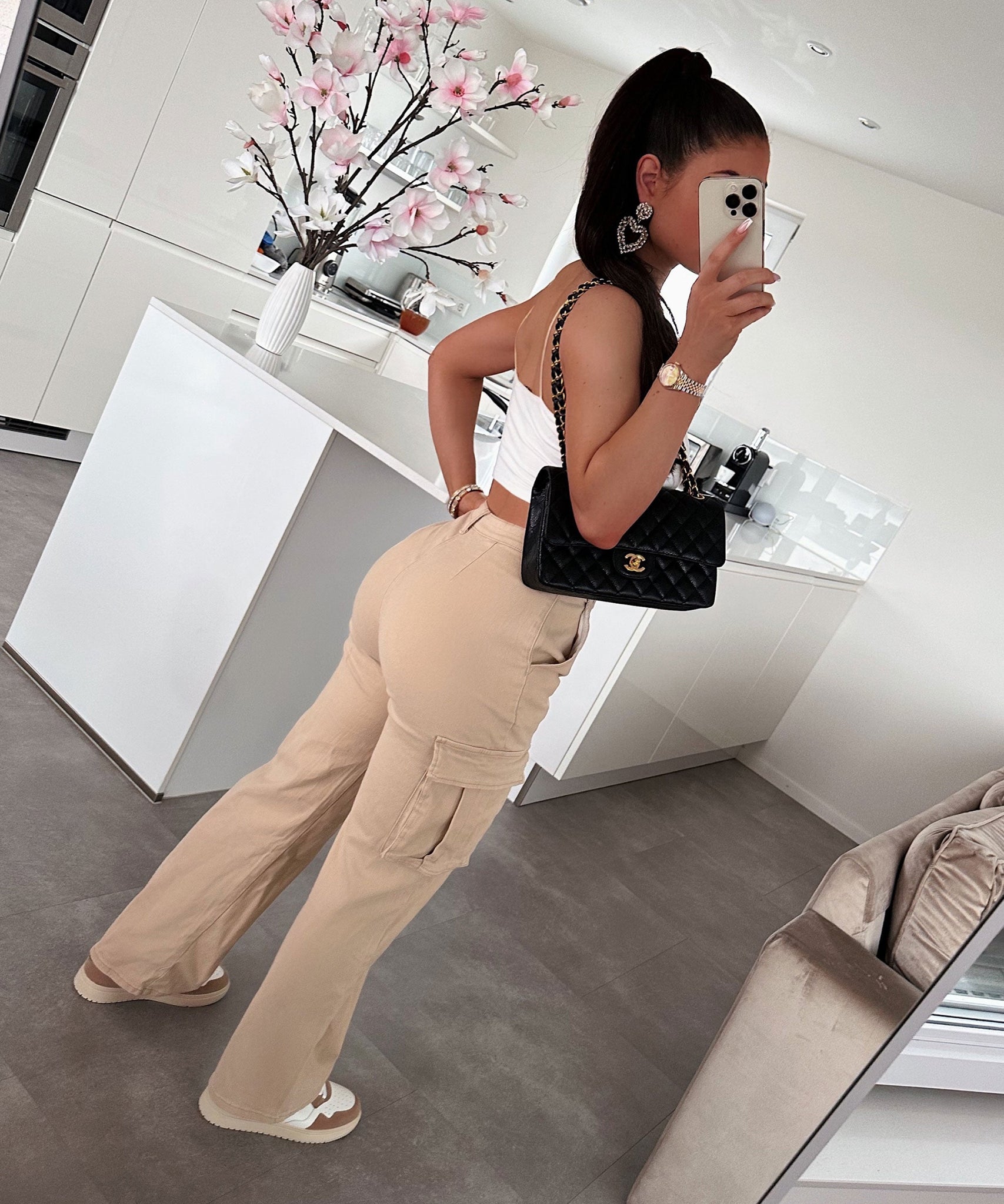 Stretch Cargohose Alba Camel