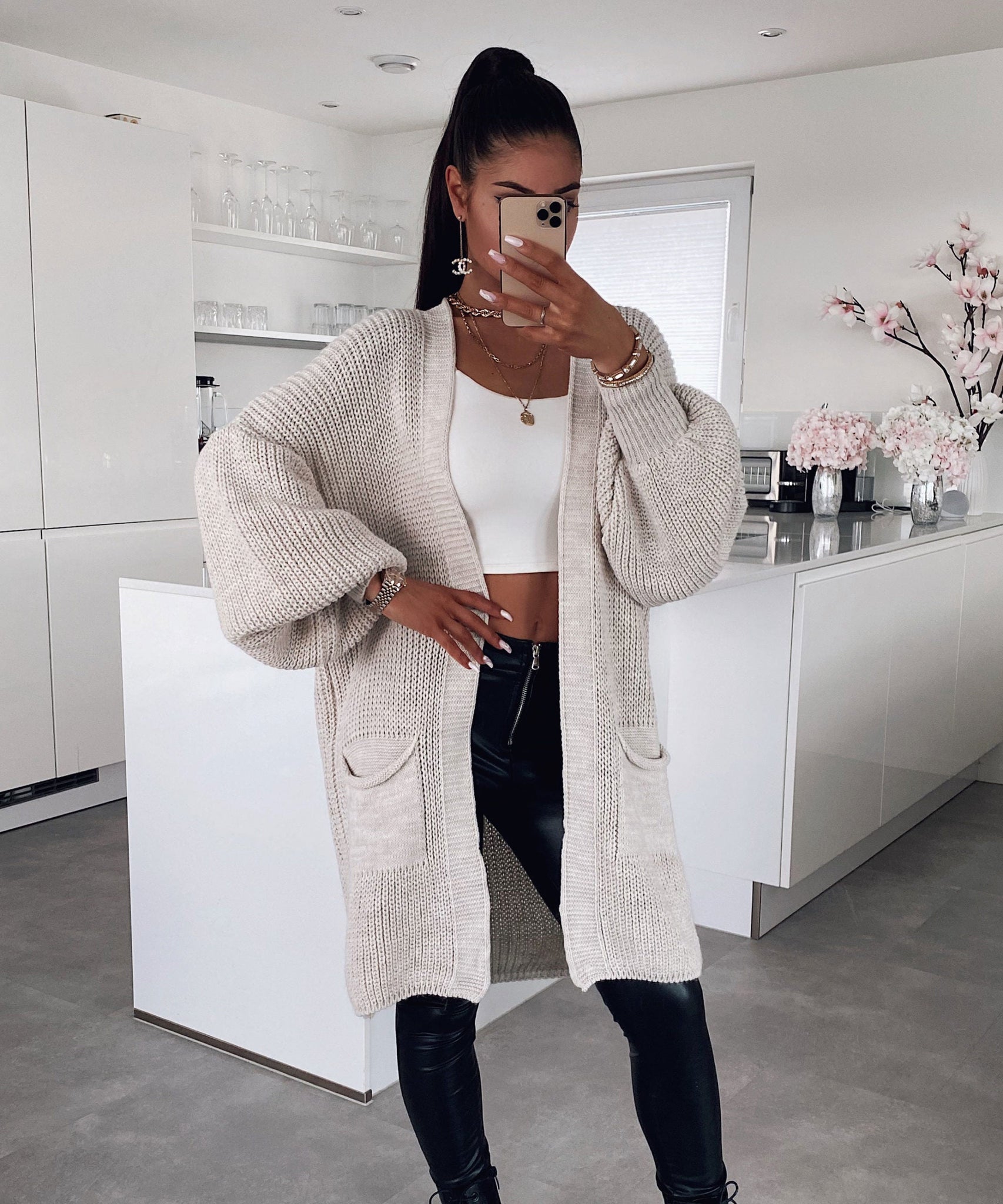 Cardigan Leilani Kurz Beige