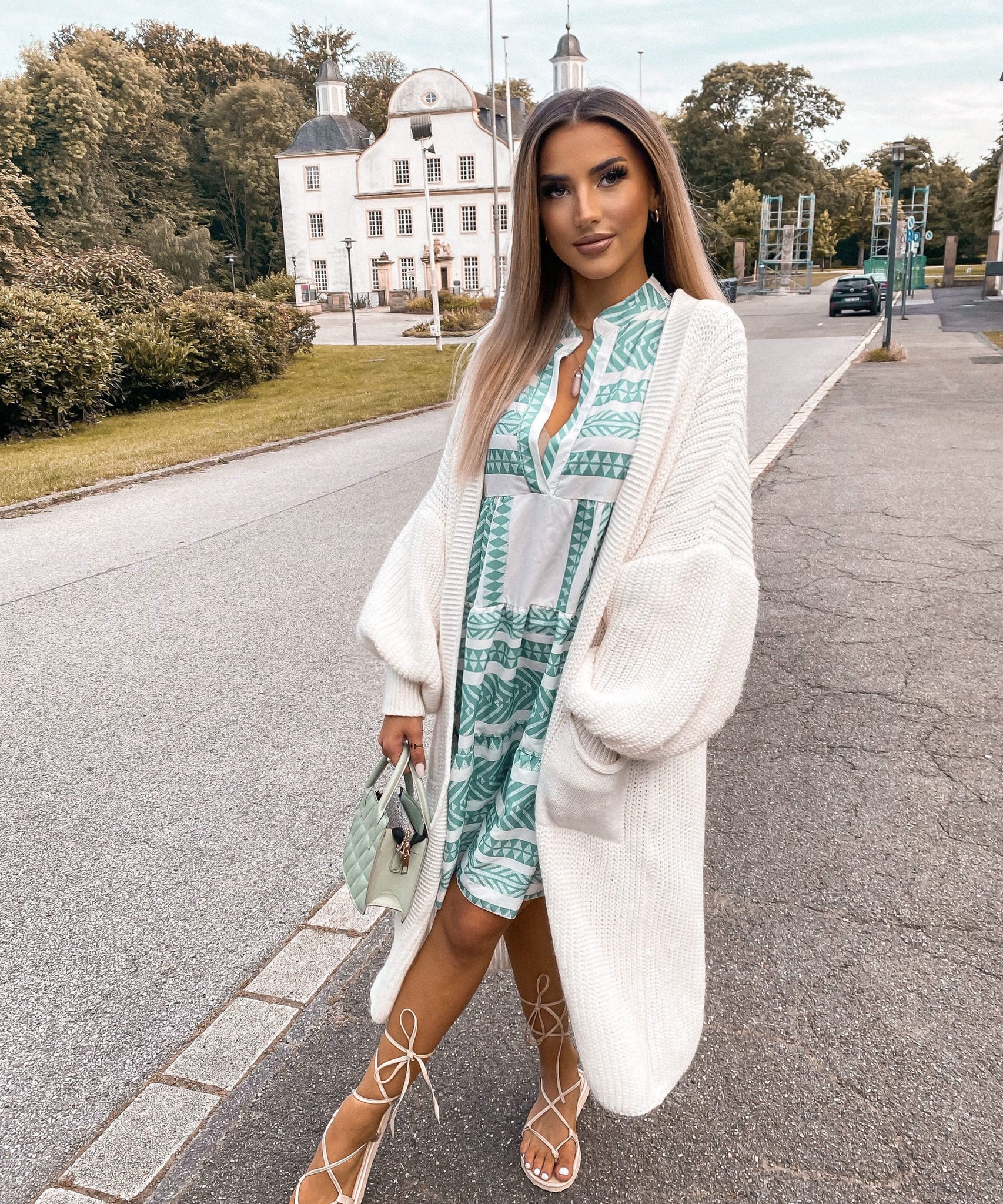 Cardigan Leilani lang Cremeweiß