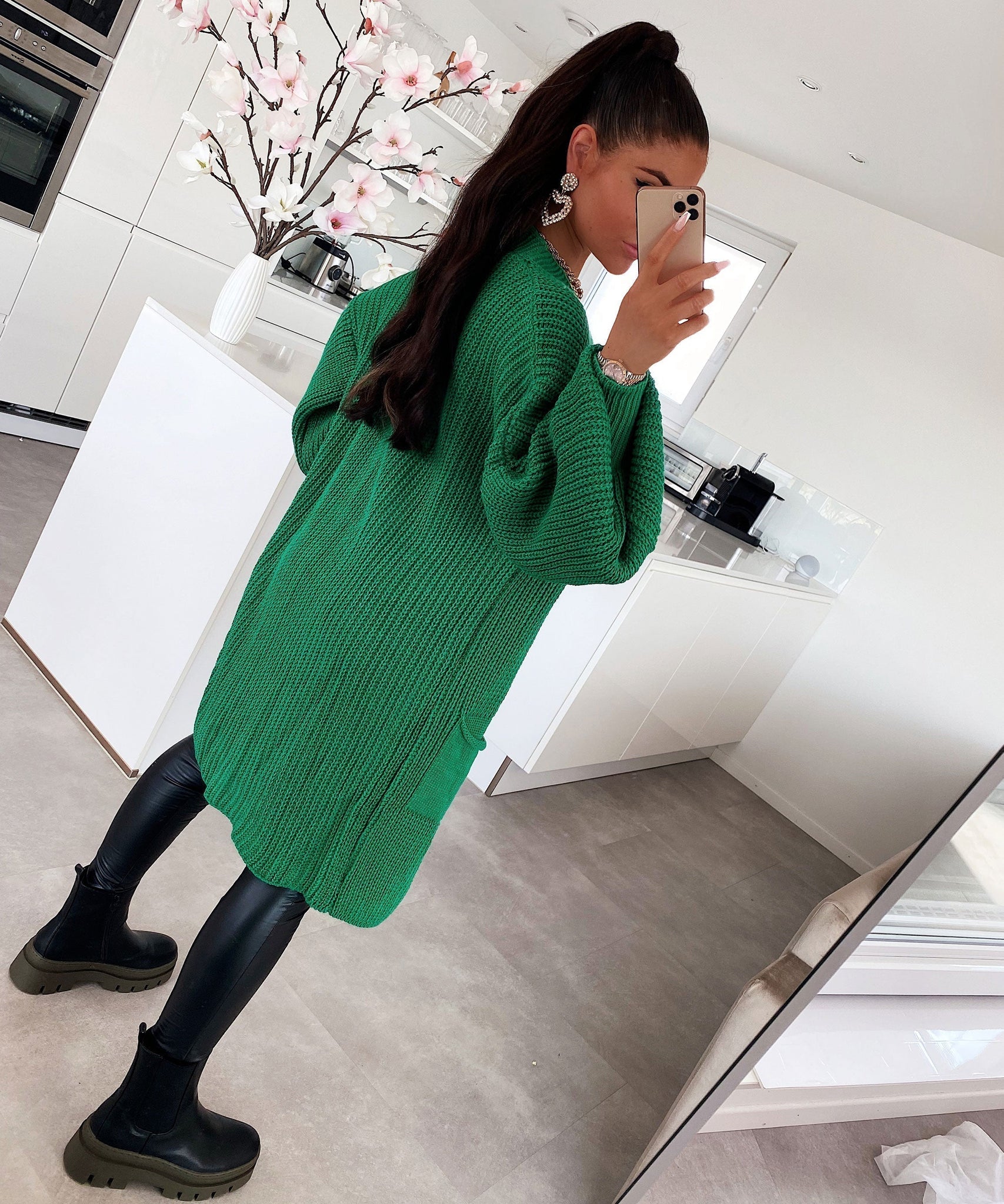 Cardigan Leilani Kurz Dunkelgrün