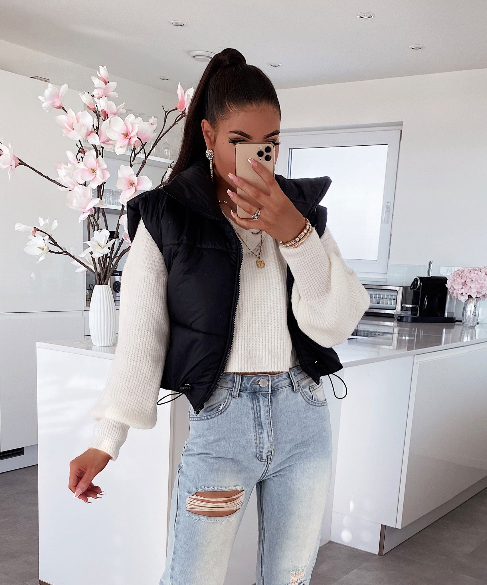 Crop Weste Lacey Schwarz