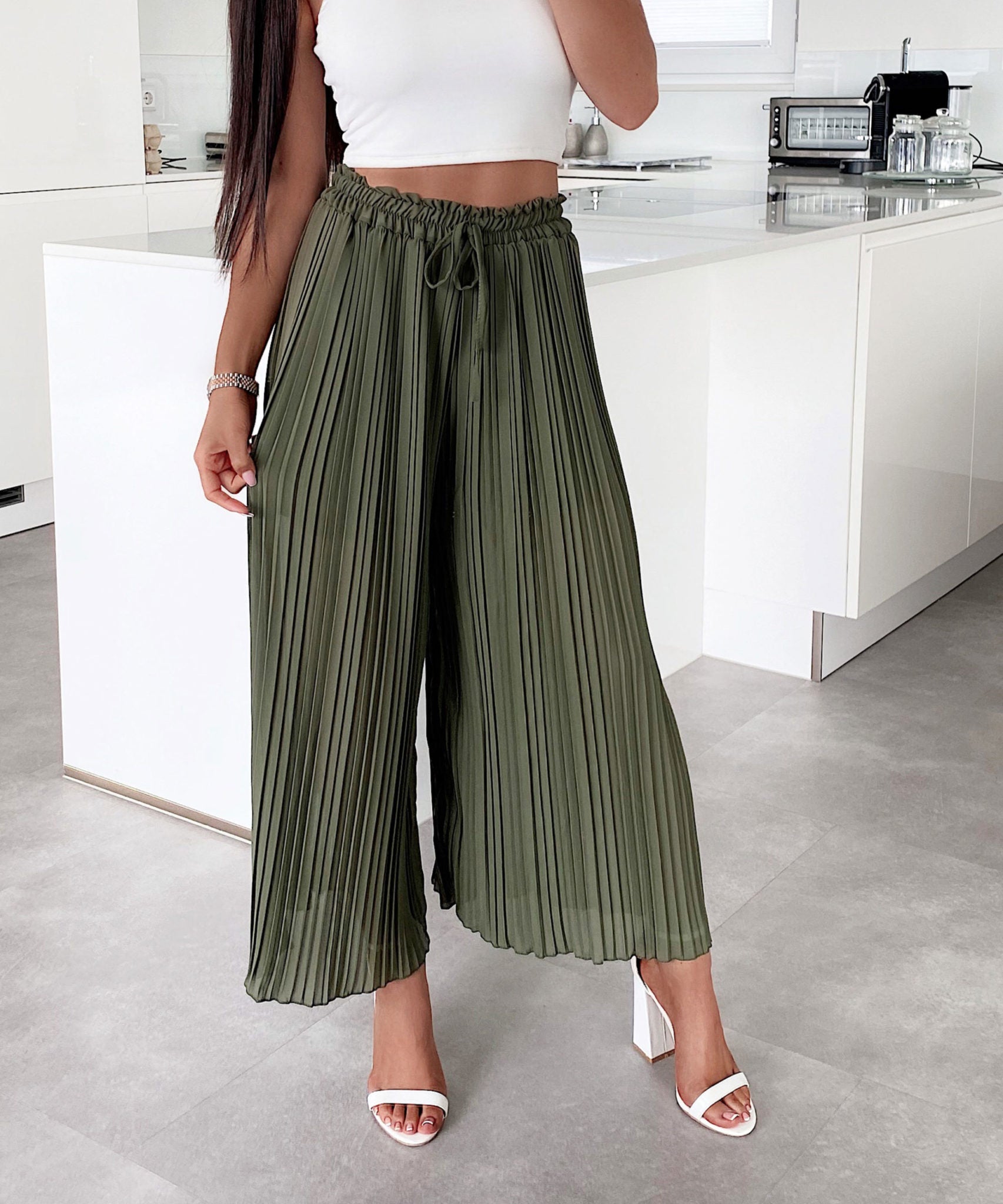 Plissee Hose Mira Khaki